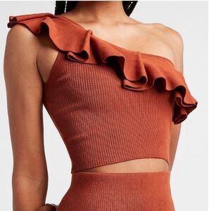 Express Orange Off-the-Shoulder Crop Top